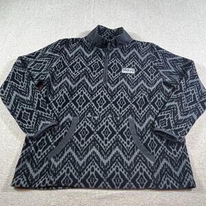Hooey Women’s XL Gray Black Aztec ¼ Zip Fleece Pullover Southwestern Print L/S